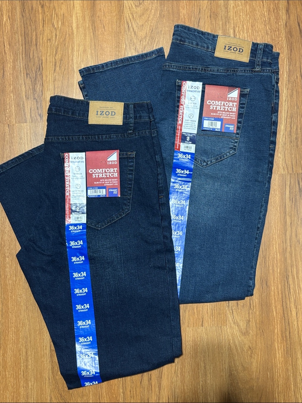 Izod Men’s Slim Straight Jeans - Dark Blue & Indigo (2 pairs)